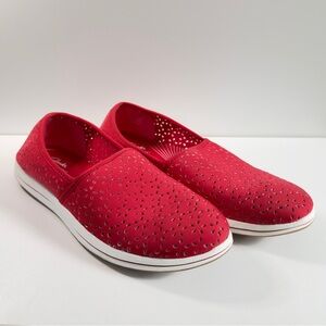 Clarks Slip-On Shoes Cloudstepper Red Neoprene Women's 9